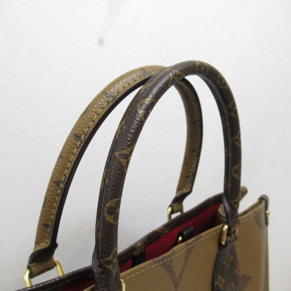 LOUIS VUITTON On The Go MM Tote Bag  Monogram Giant canvas Brown Used LV - Picture 6 of 11